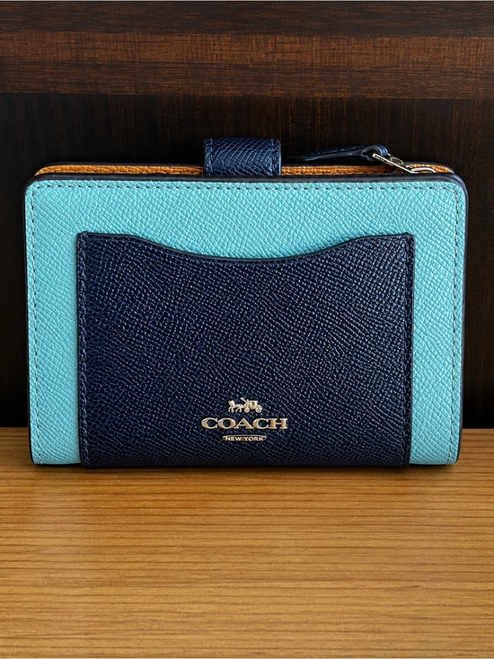Coach Handbags - Coach Two-Tone Aqua & Navy Leather Wallet